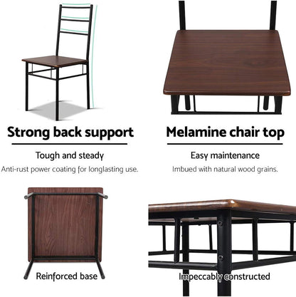 Artiss Dining Table and Chair Set of 3 Brown Tables Chairs Setting Desk Nursing Seats Reading Seating Home Living Room Bedroom Kitchen Cafe Furniture, Particle Board Tabletop + 2pcs 43cm Height Seat