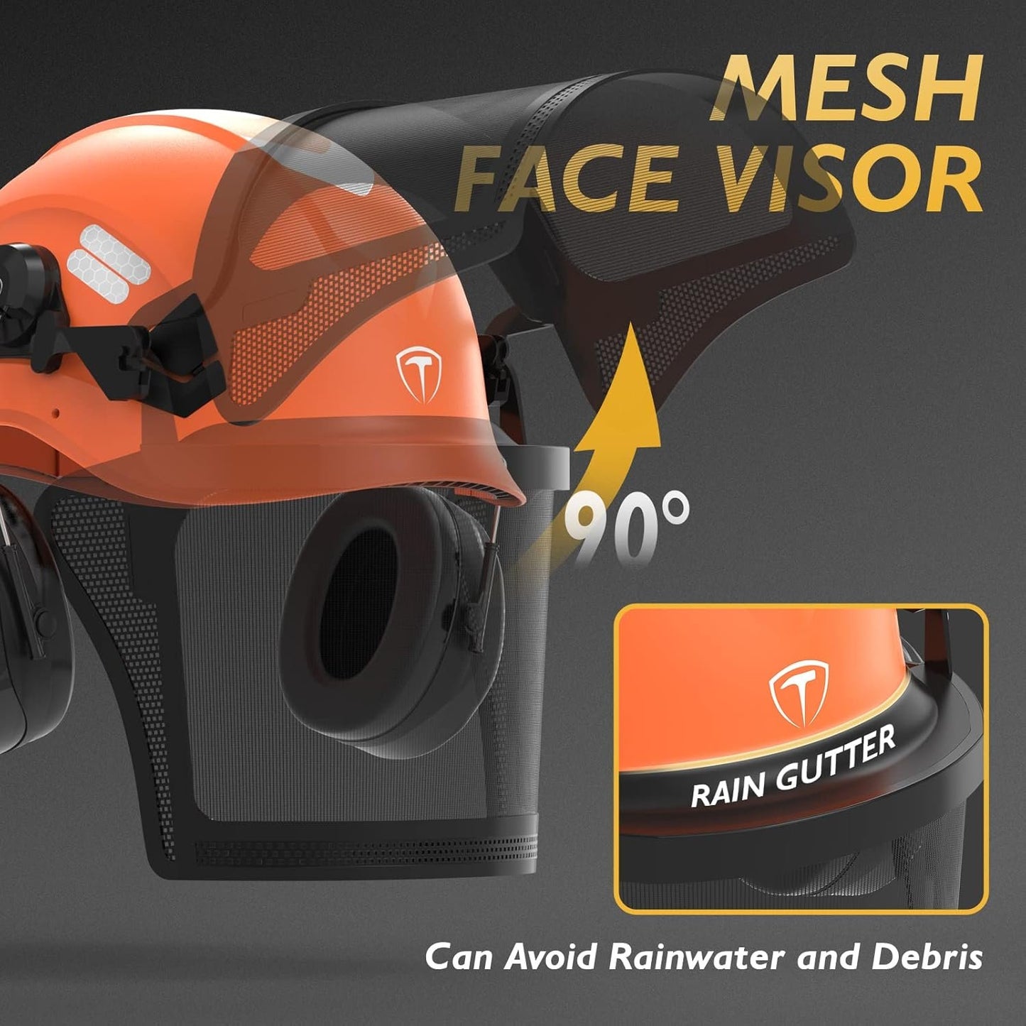 TOOLIOM High-Visibility Forestry Safety Helmet with Ear Muffs & Face Shield Visor, ANSI Approved Arborist Helmet with Anti-Fog Goggles