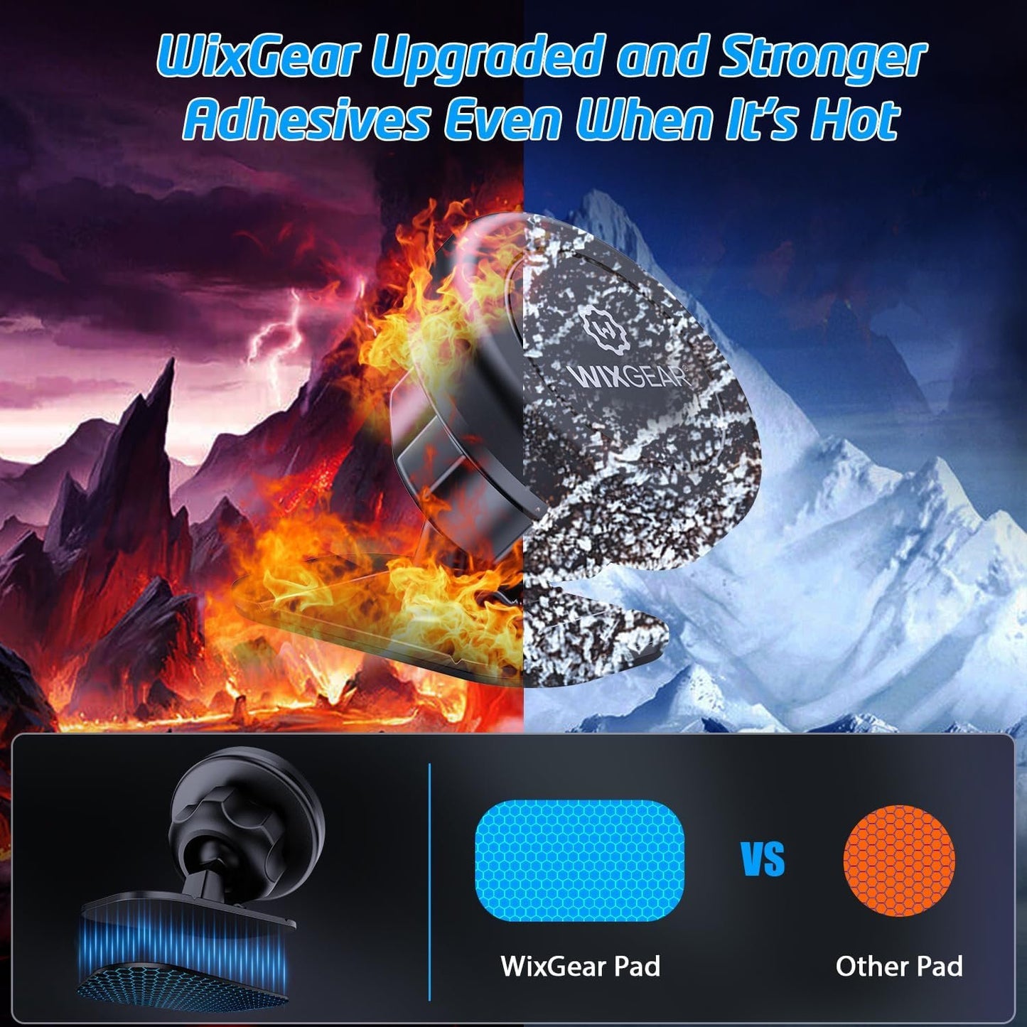 Magnetic Car Mount, WixGear Universal Stick On Mount (2 Pack) Dashboard Magnetic Phone Holder for Car, for Cell Phones and Mini Tablets with Fast Swift-snap Technology, Strong Phone Mount for Car