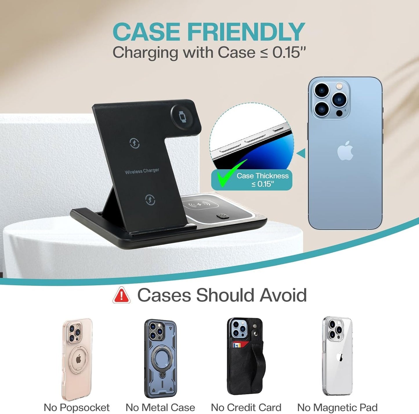 Airelax 3-in-1 Wireless Charger Apple Watch Charger, Foldable Wireless Charging Station, Fast Mobile Phone Chargers, Compatible Wireless Phone Charger for iPhone 12-16, Airpods Pro/4/3/2, Apple Watch