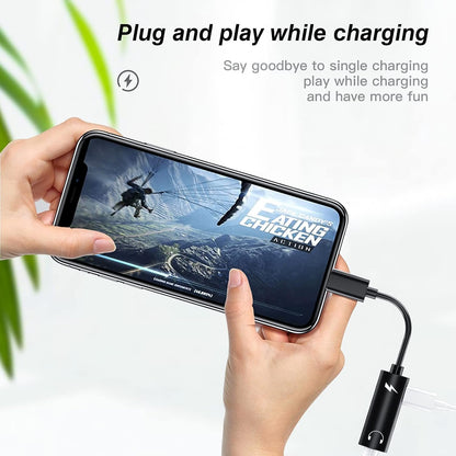 iPhone Headphone Adapter(2in1)Apple MFI Certified 3.5mm to Lightning Splitter AUX Charge Cable Audio Charging Dongle Jack Converter for 14 13 12 11 Pro Max Mini 7 8 Plus X SE XR Earbud Adaptador Para