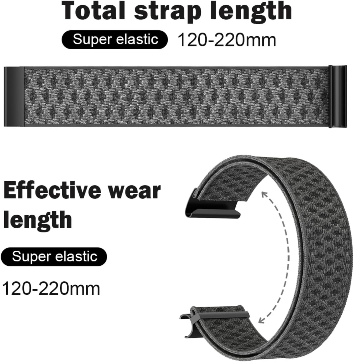 Pashm Stretchy Bands Compatible with Whoop 4.0 for Women Men, Adjustable Sport Comfort Nylon Stretchy Elastic Braided Wristbands for Whoop 4.0 Wearable Health, with U Shapped Connector