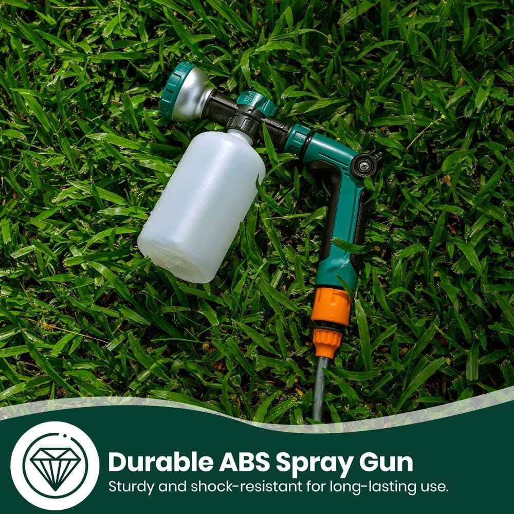 VENETIO 8-Dial Hose-End Sprayer for Liquid Fertilizer & Chemicals | Multi-Purpose Lawn & Garden Nozzle Spreader for Uniform Fertilizing, Pet Washing and Outdoor House Cleaning, 1000ml Dispenser Bottle