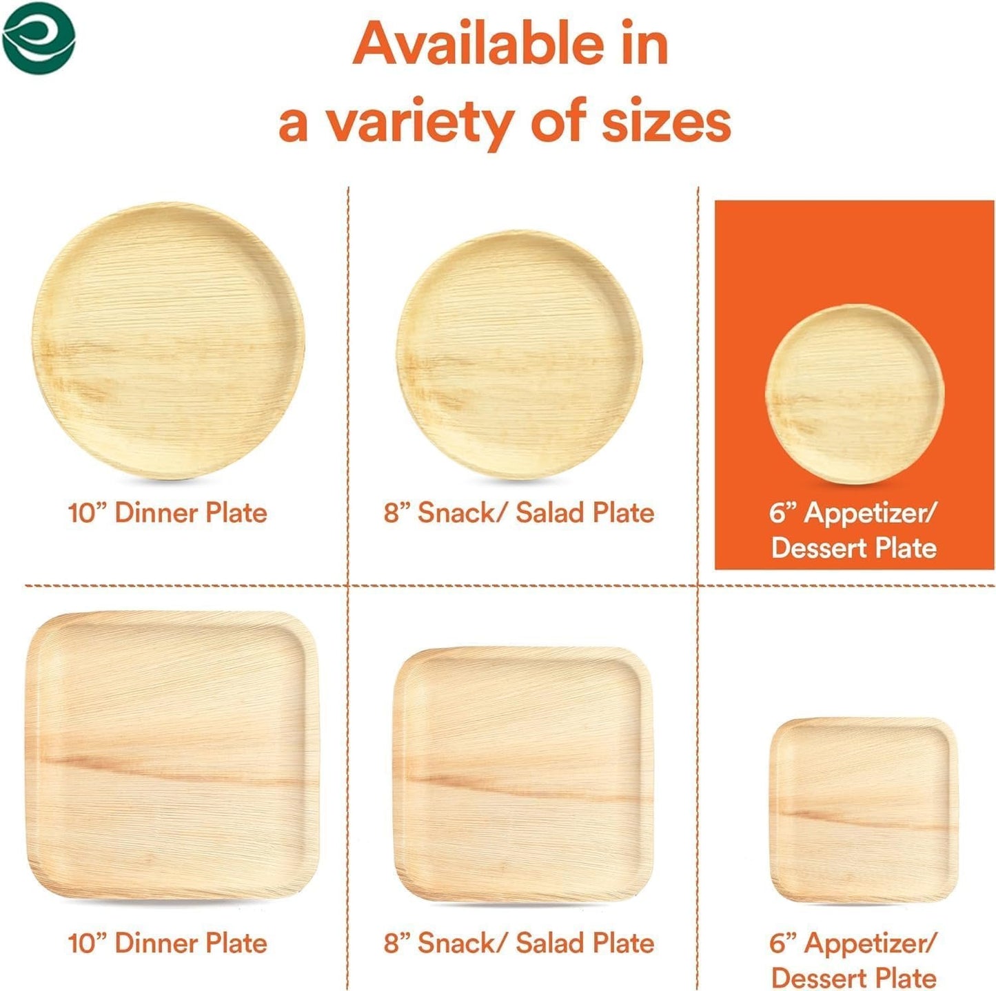 ECO SOUL 100% Compostable, Biodegradable, Disposable Palm Leaf Plates | Like Bamboo Plates, Eco-friendly 6' Sturdy, Microwave & Oven Safe Party, Wedding, Event (200 Count 6'', Round) (PLP6RO200)