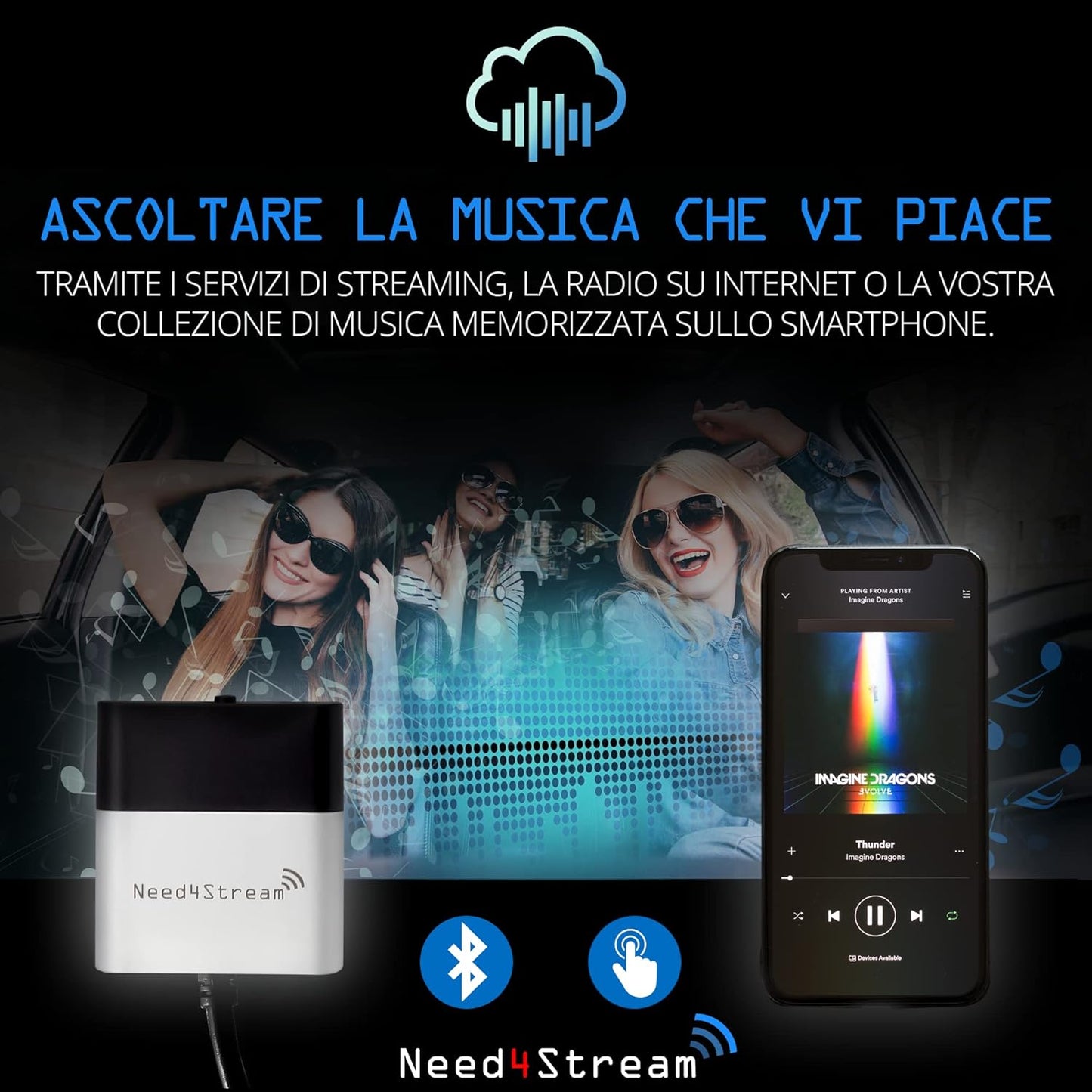 Need4Stream, N4S300A_2G AD2P Bluetooth Audio Interface with Title List Compatible with Audi MMI 2G, Audi Music Interface AMI Adapter, Compatible with iPhone and Android Smartphones