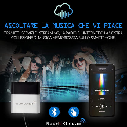 Need4Stream, N4S300A_2G AD2P Bluetooth Audio Interface with Title List Compatible with Audi MMI 2G, Audi Music Interface AMI Adapter, Compatible with iPhone and Android Smartphones