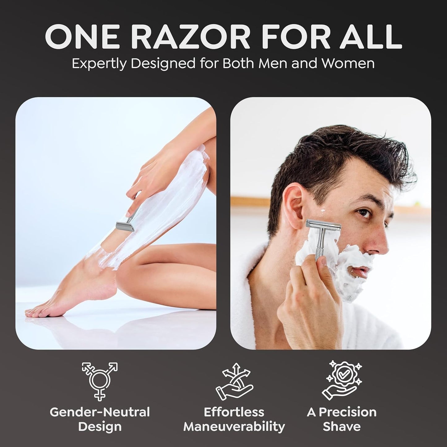 Parker 78R Double Edge Safety Razor with 5 Safety Razor Blades, Women & Men’s Safety Shaving Razor, Reusable Razor, Plastic Free – CHROME