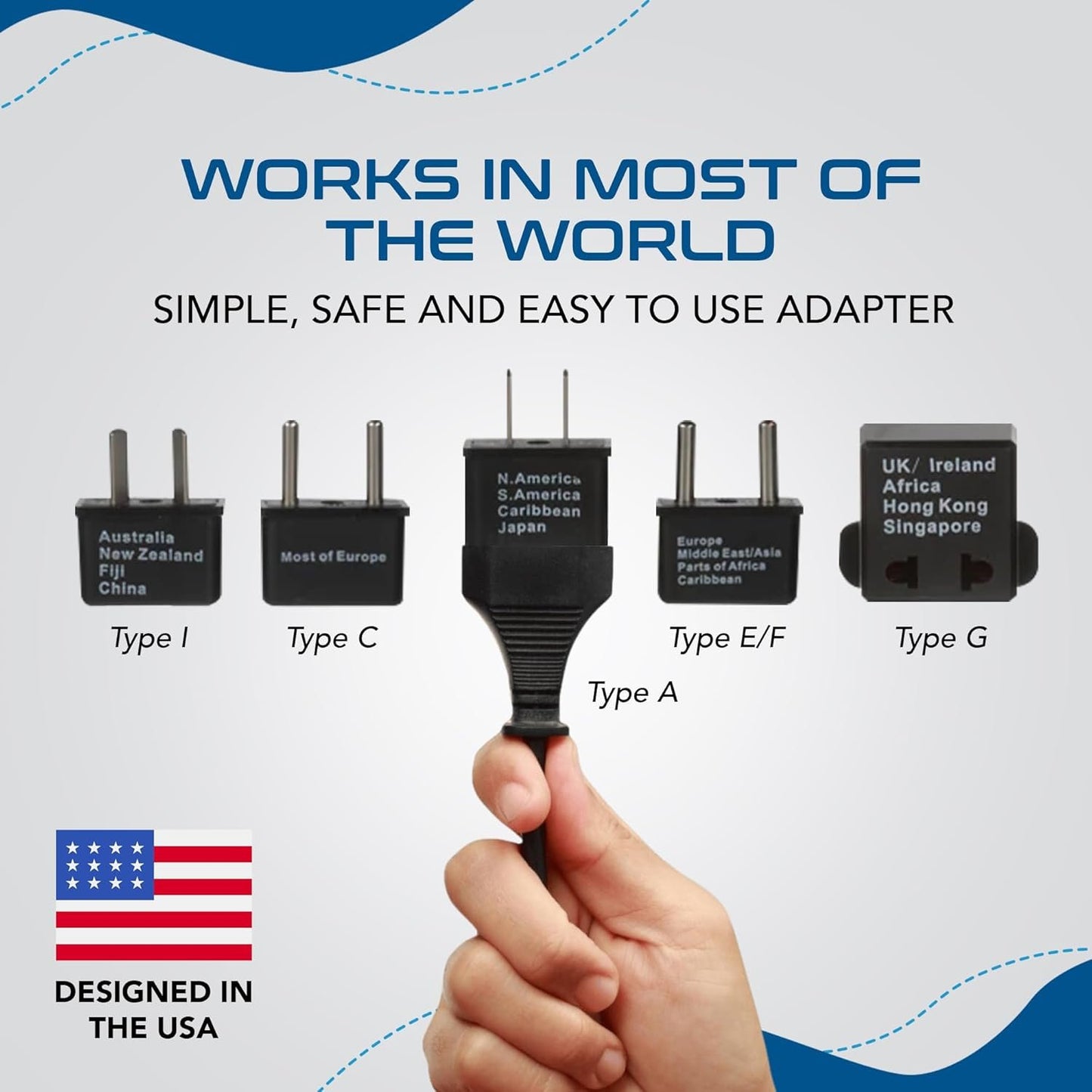 Ceptics International Travel Adapter Plug (Compact) - 5 pcs Set with Pouch (UP-5KP)