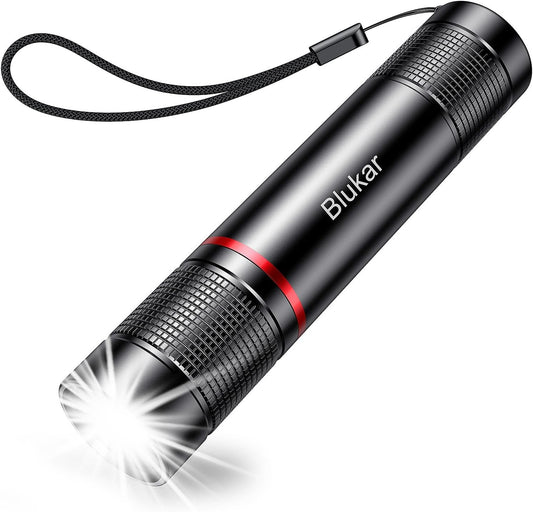 Blukar LED Flashlight Rechargeable, Super Bright Small Handheld Flashlights- Zoomable, Adjustable Brightness, Long Lasting Flash Light, Waterproof Pocket Size Torch Light for Emergency Camping Hiking