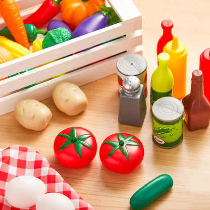 Play Food Set 135 Pieces Kitchen Set for Market Educational Pretend Playset Kids Toddlers Toys Kitchen Accessories Fake Food Party Favor Supplies Holiday