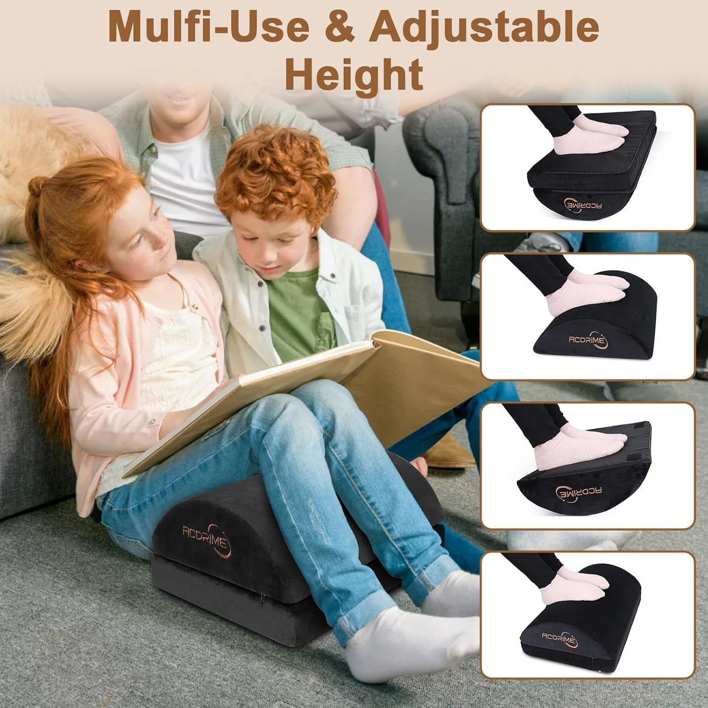 ACDRIME Foot Rest for Under Desk at Work, Under Desks Footrest, Ergonomic 2 Adjustable Heights Footrest, Office Desk Accessories, for Office Desks & Offices Chair - Back & Leg Hip Pain Relief