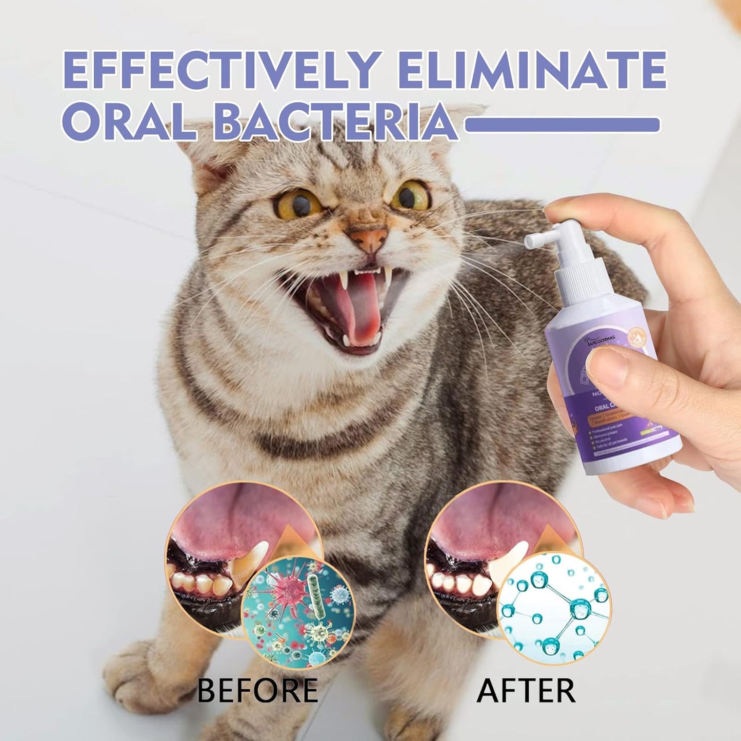 Oral Spray for Dogs, Pet Dental Care without Brushing for Dogs and Cats, Toothpaste Spray for Dogs and Cats for Cleaning Dog Teeth and Dog Breatheat, Pet Dental Spray, Fresh Breath Spray for Dog