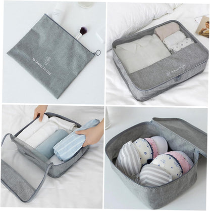 Holibanna 7Pcs Travel Packing Cubes Zipper Clothing Storage Pouches for Luggage Organization Travel Accessories for Clothes Shoes and Makeup Grey