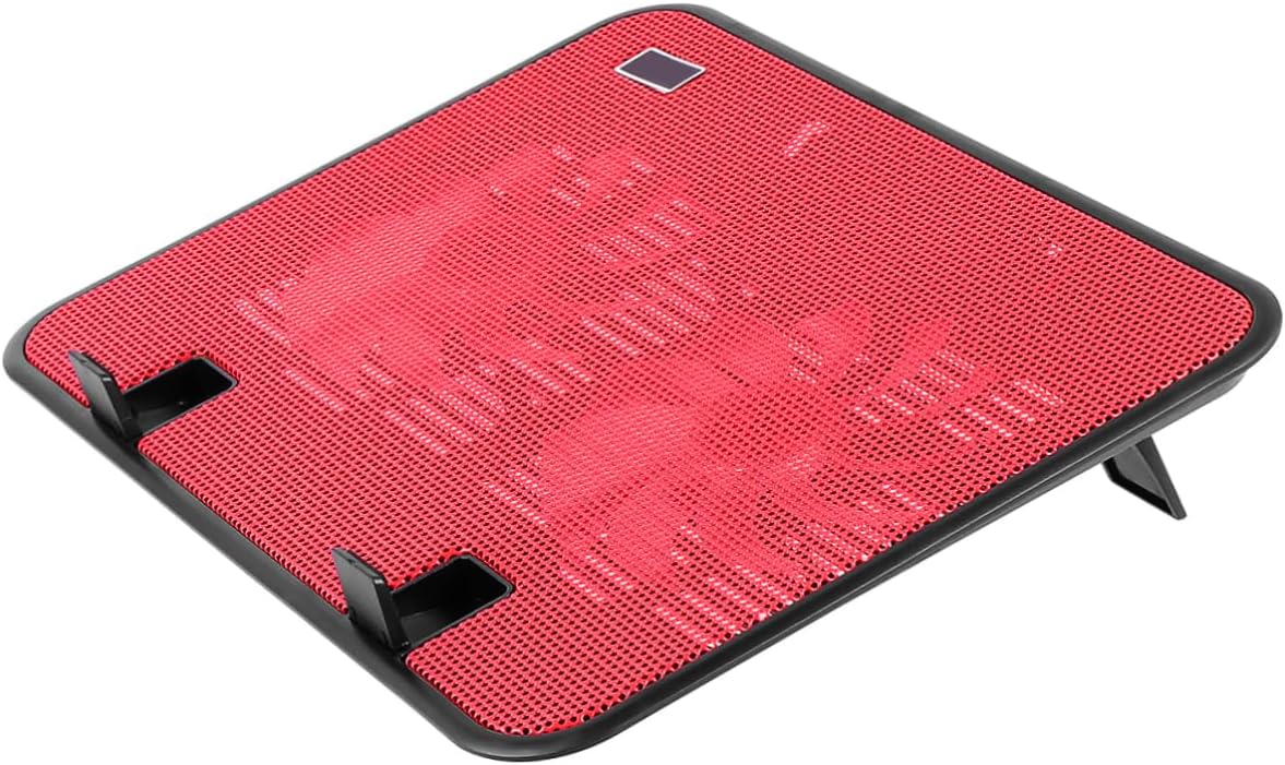 COHEALI 5V Laptop Cooling Pad with Dual Fans USB Notebook Cooler Stand Ergonomic Design for Optimal Heat Reduction Angles Portable Lightweight Red