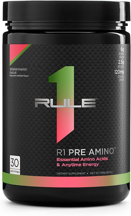 Rule1 R1 Pre Amino Energy Boost Supplement 252 g, Watermelon Splash (30 Servings)