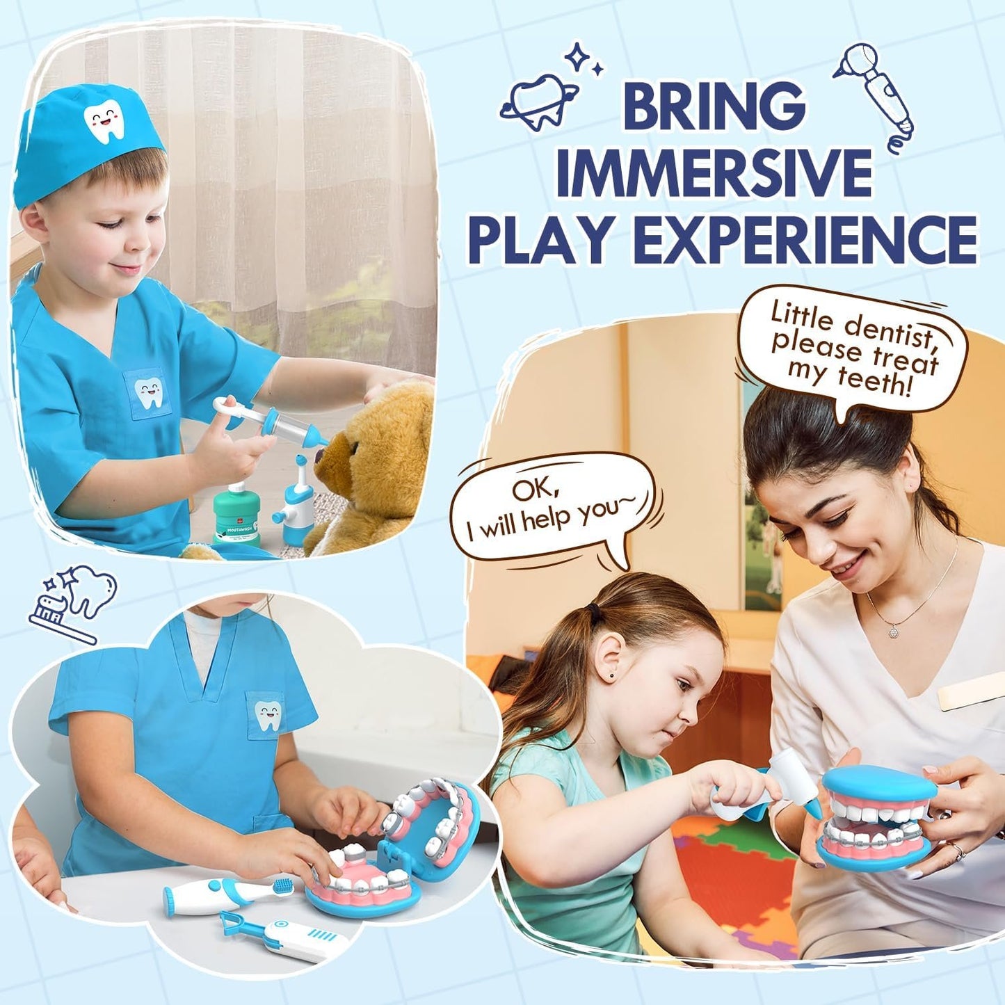 Lehoo Castle Doctor Kit Kids, Dentist Kit for Kids, Medical Kits Pretend Doctor Play Set for Toddlers, Preschool Toys for 3+ 4 5 6 Year Old Boys Girls