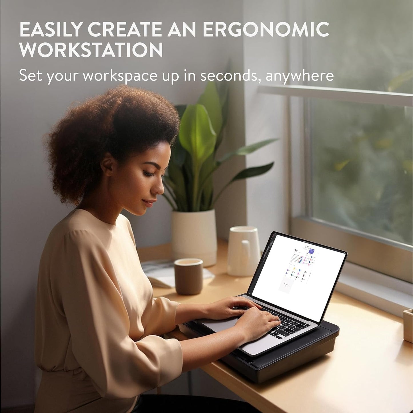 Navaris Adjustable Laptop Desk - Ergonomic Cushioned Lap Tray with 6 Levels - Ideal as Laptop Stand for Bed, Sofa, Lap Desk & Bed Desk - Features Lockable Storage Compartments