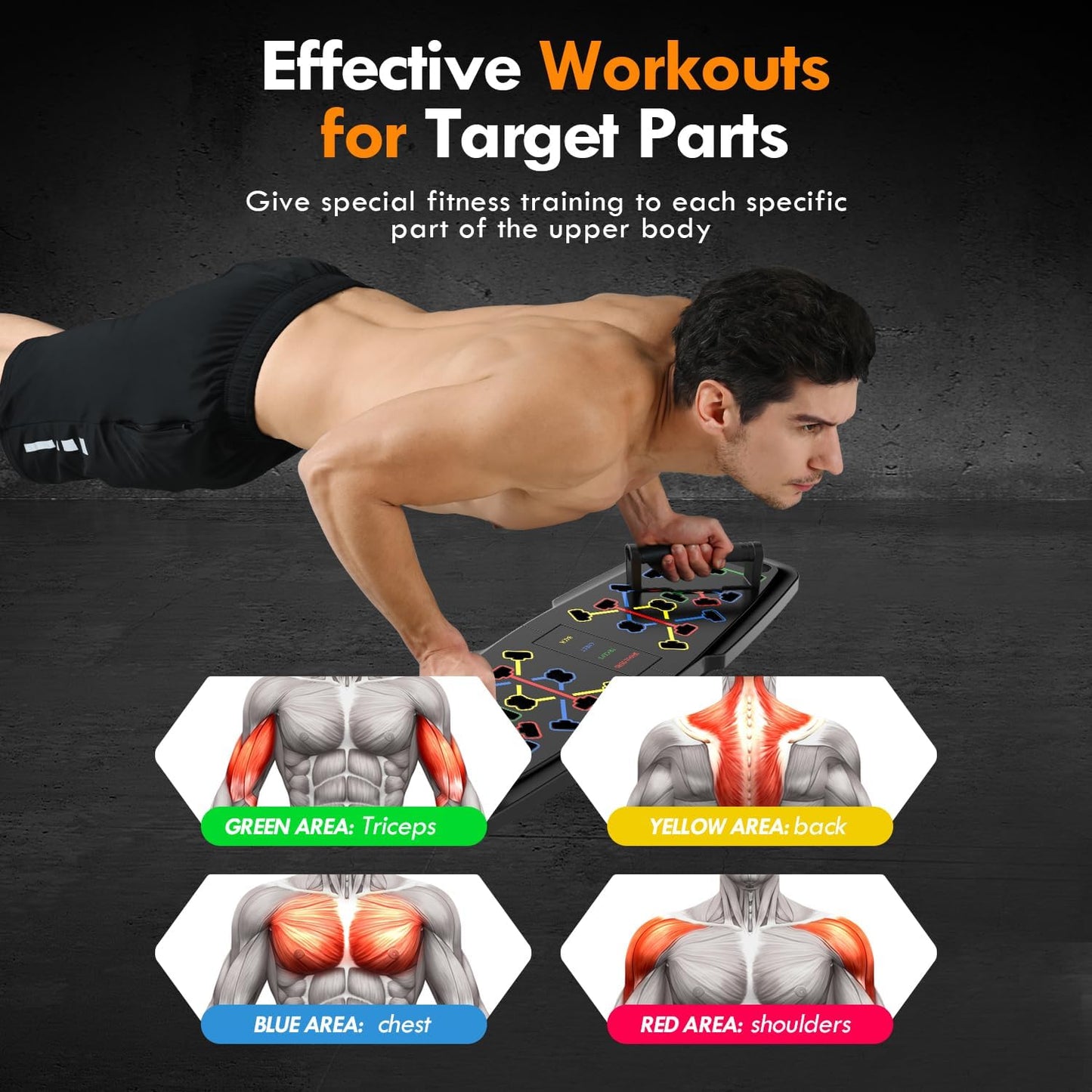 Push Up Board,Home Gym,Portable Exercise Equipment,Pilates Bar & 20 Fitness Accessories with Resistance Bands & Ab Roller Wheel,Full Body Workout at Home