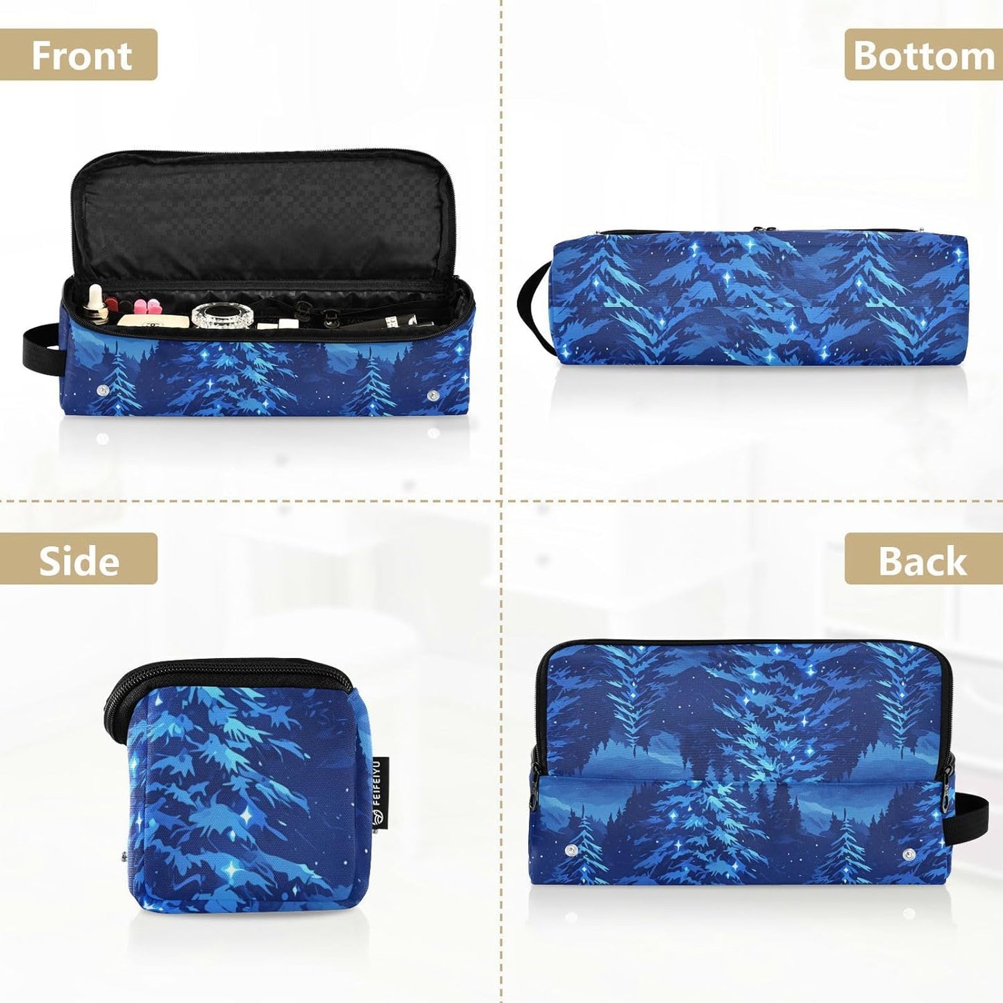 FRODOTGV Blue Forests - Borsa da viaggio per attrezzi da capelli, con cuscinetto resistente al calore, impermeabile, organizer da viaggio per strumenti caldi e accessori per la cura dei capelli
