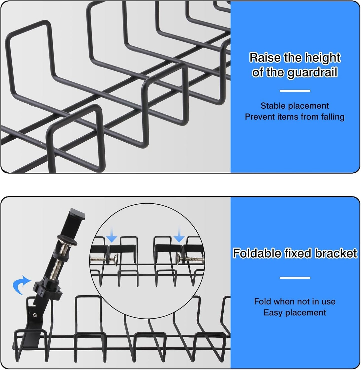 Qshare Under Desk Cable Management Tray,16.5" No-Drill Under Desk Cable Organizer for Wire Management Desk Cable Rack for Office and Home