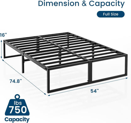 Maxzzz Full Bed Frame, 16 Inch Metal Bed Frame Platform/Mattress Foundation with Steel Slat Support/No Box Spring Needed/Easy Assembly,Full