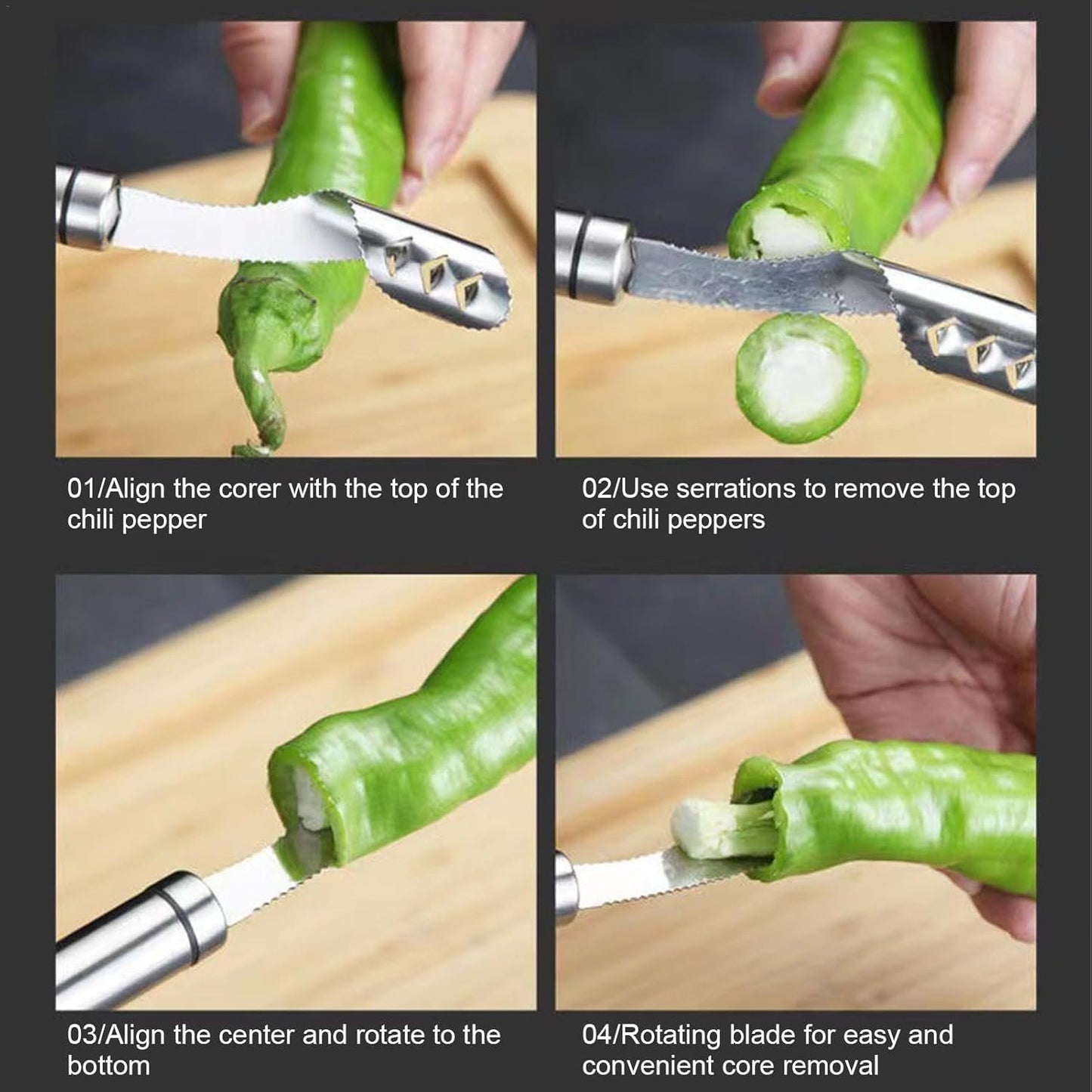 Svuoti-peperoni, Sottopomodori - 2 pezzi Svuota frutta seghettata,Accessori per barbecue da cucina, vuoti portatili utensili gadget da cucina per pomodori, zucchine