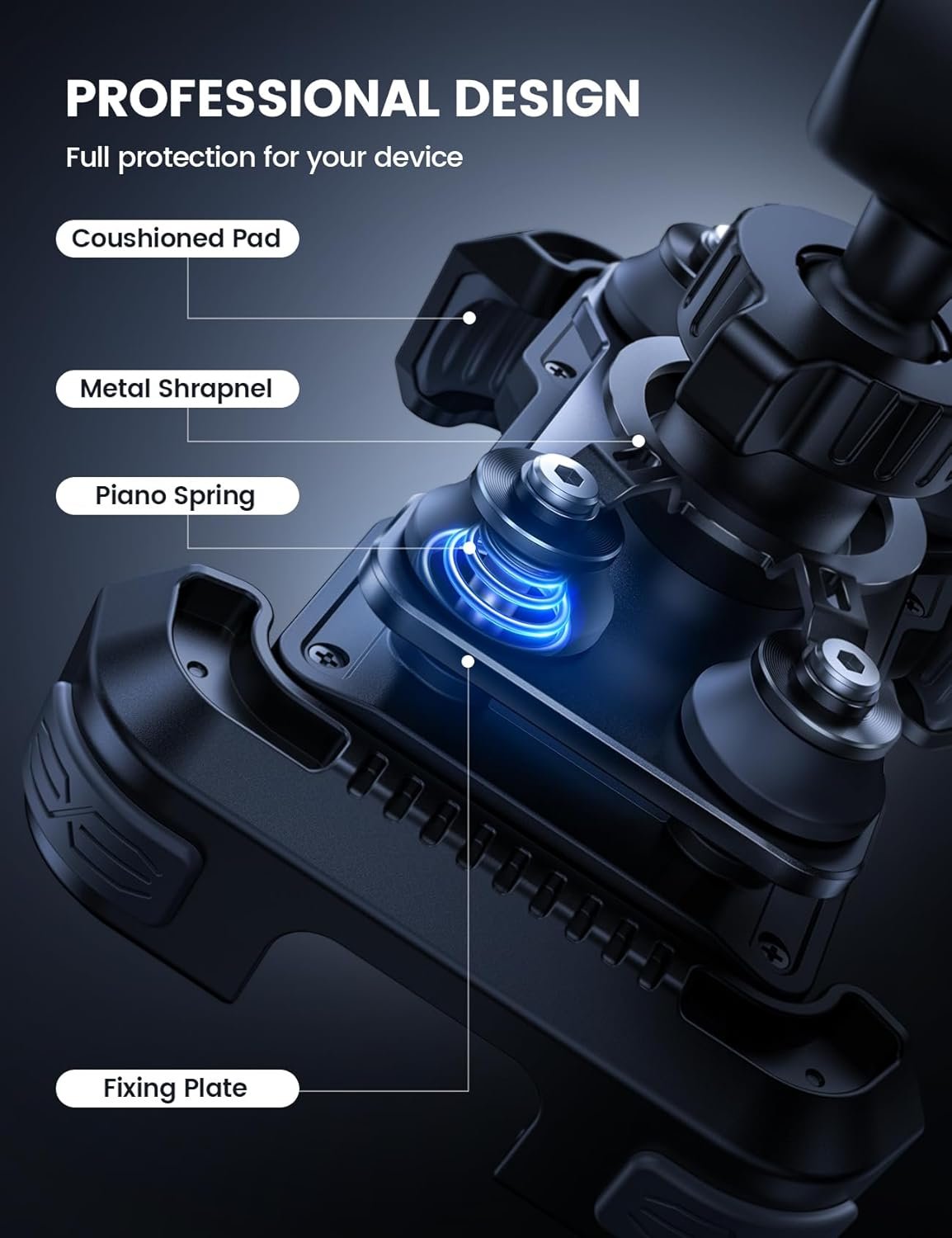 Lamicall Anti-Vibration Motorcycle Phone Holder – [Dual Shock Absorber] 360° Rotation, Universal Handlebar Mount Mobile Phone Bicycle for iPhone 16 15 14 13 12 Series, Xiaomi, 4.7-6.8 Inch Smartphones
