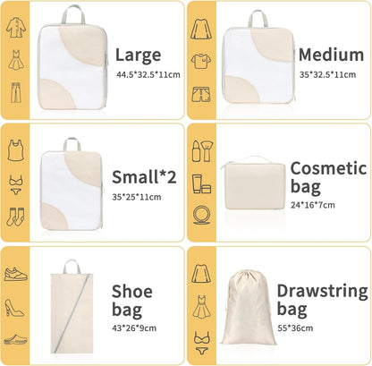Joyoldelf Packing Cubes for Suitcases Beige