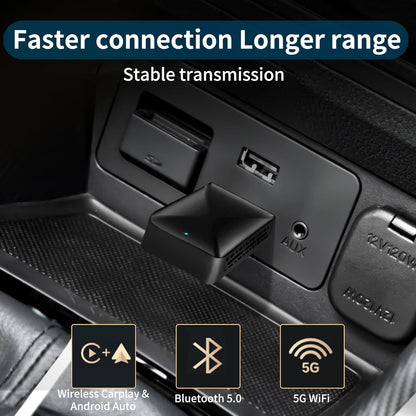 CHEERLINK Wireless Carplay Android Car and Carplay Wireless Adapter, Compatible with iOS 10+ and Android 11.0+, Mini & Stable 5.8GHz WiFi Plug & Play, (USB/Type-C)