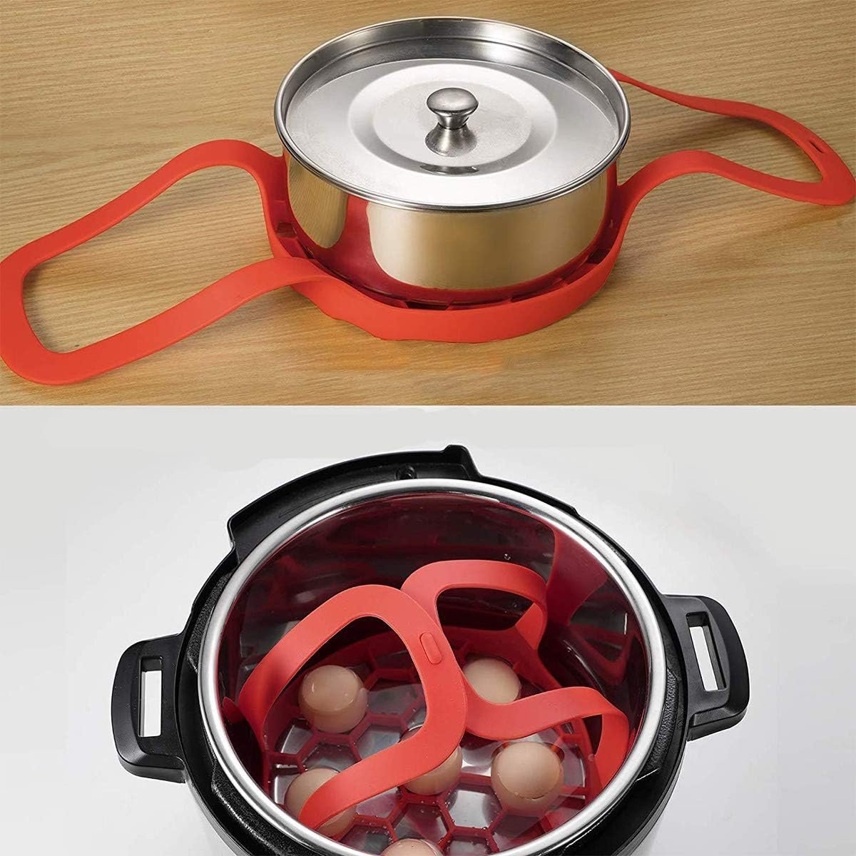 Silicone Pressure Cooker Sling, Silicone Bakeware Sling for 6 Qt/8 Qt Instant Pot, Anti-scalding Sling for Egg Bakeware