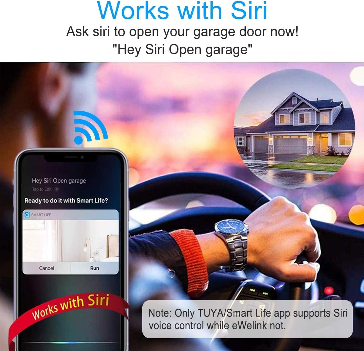 EACHEN Wireless Smart Home Garage Door Opener WiFi Remote Controller Works With TUYA Smart Life App Alexa Google Home IFTTT GD-DC5