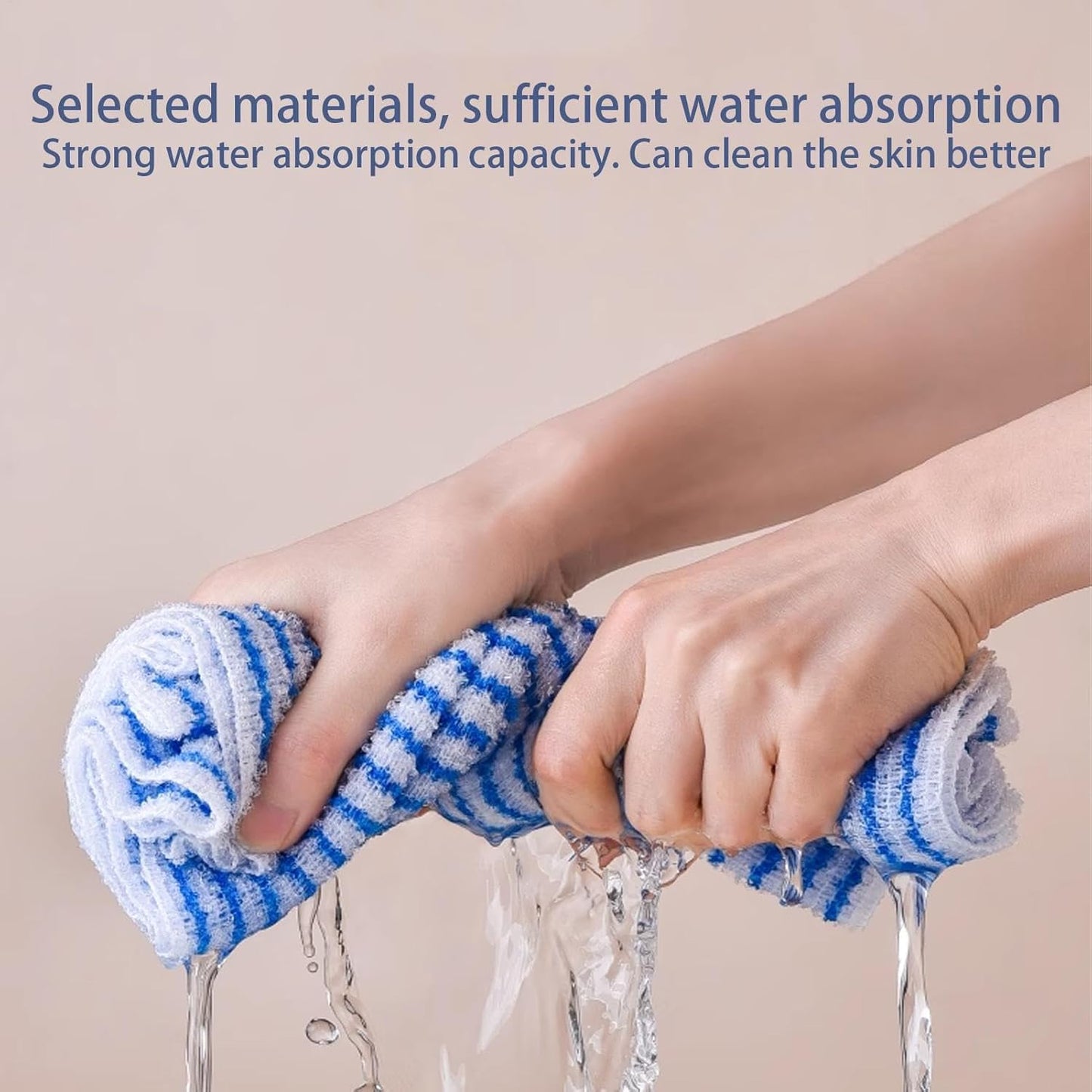 Iouyjiu 9.4 x 40.5 Inch Body Scrub Towel, Back Scrubber Washcloth, Reusable Beauty Washcloth, Scrub Towel Back Washcloth Shower Towel for Deep Cleaning, and Skin Care Essential Tool