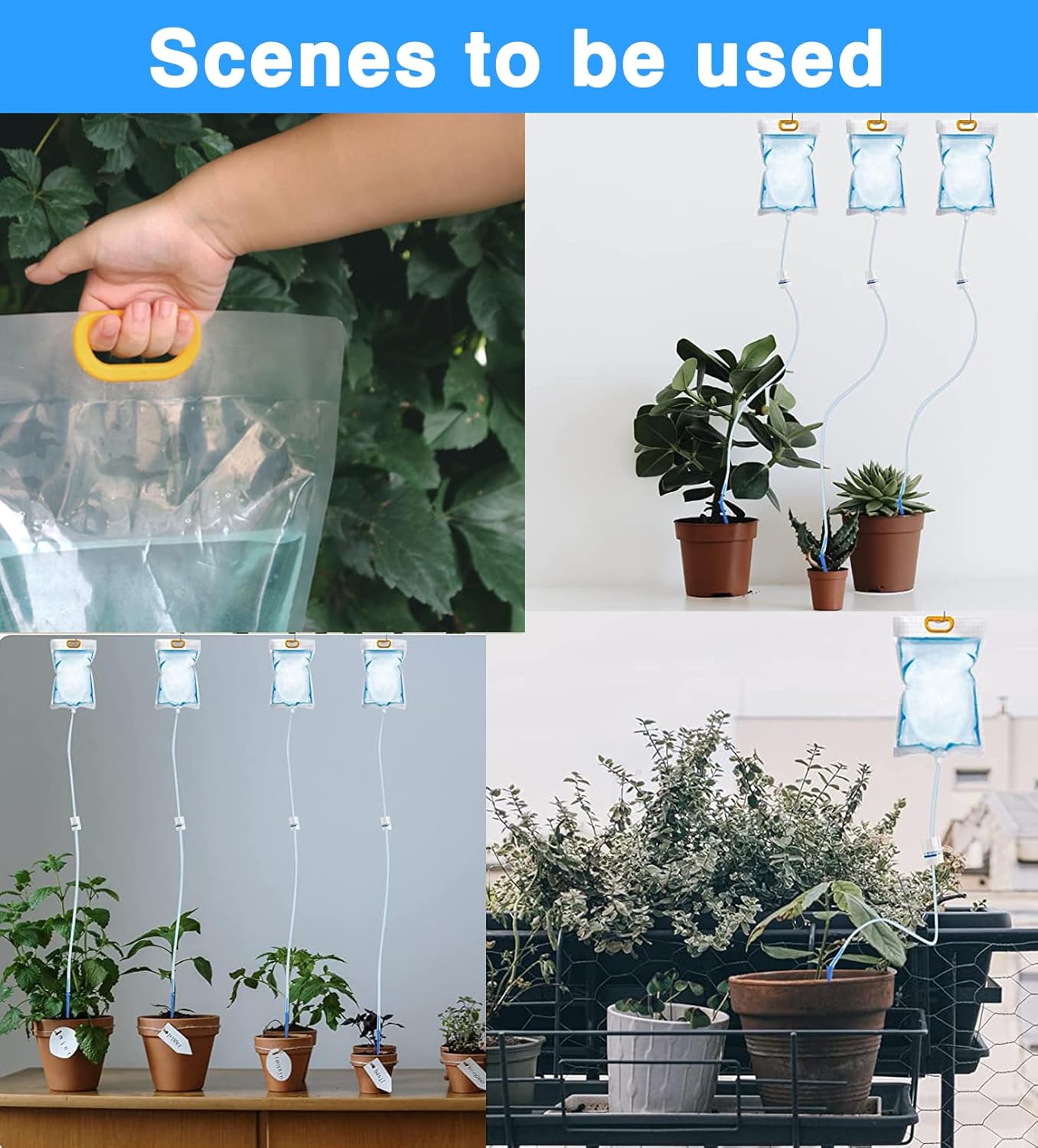 5 x 3.5L Drip Irrigation Bags with Adjustable Flow Automatic Plant Irrigation System Home Sprinkler Device for Indoor and Outdoor