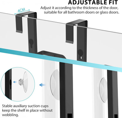 Moforoco Over The Door Shower Caddy, Hanging Shower Organizer Storage, 3-Tier Black Over The Door Pantry Organizer for Inside Shower, Home & Kitchen Organization