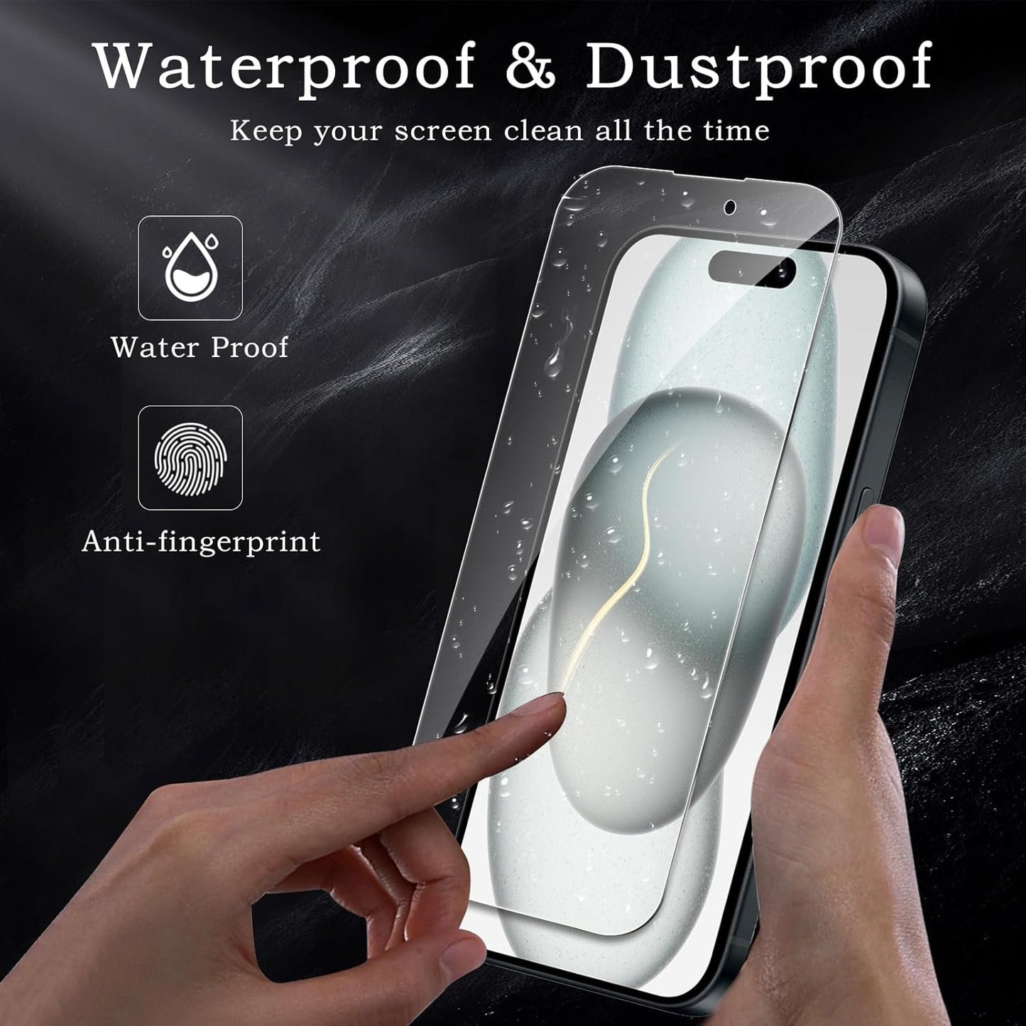 Screen Protector for Apple iPhone 15, Tempered Glass Film, Ultra HD 9H Hardness Case Friendly Anti Scratch Bubble Free Ultra Resistant Oil-Resistant Shatter Protection, 3-Pack