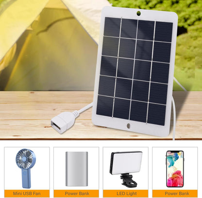 Solar Charger Power Bank,3W 5V Portable Solar Charger Waterproof Solar Panel Charger for Camping with USB Interface for Charging Mobile Phones Mini Fans LED Light