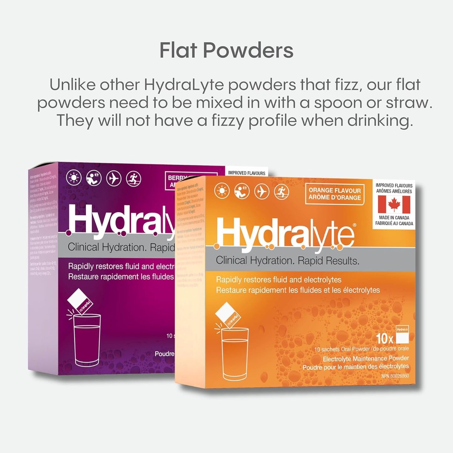 HydraLyte Electrolyte Powder, Berry Flavoured Hydration Powder - Flat, Accelerates Fluid and Electrolytes, Great For All Ages, Oral Rehydration Solution - 20 Count (Twin Pack)
