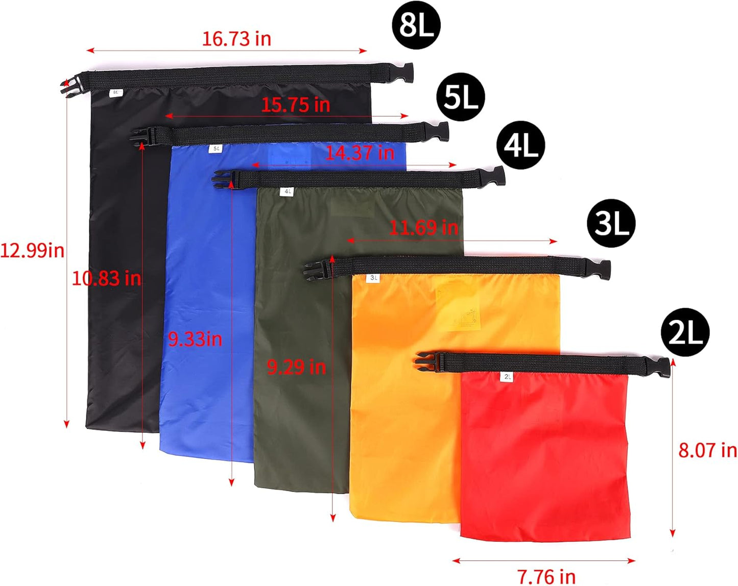 Ucolofun Dry Bags Waterproof Set, 5 Packs Ultralight Waterproof Bags Small Stuff Sack Water Proof Bag Dry Packs, Outdoor Dry Bag Keep Gear Dry for Backpacking Hiking Boating Camping Travel