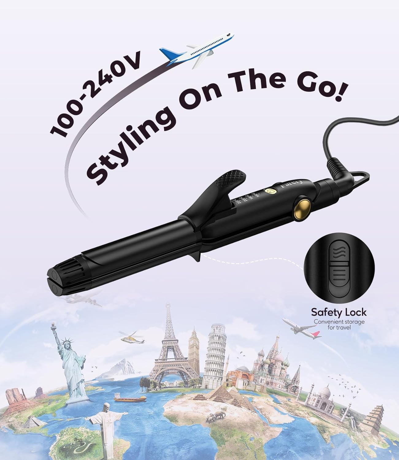 Farery Travel Hair Straightener and Curler 25mm Mini Hair Straightener with 4 Adjustable Temperatures Dual Ceramic Curling Tool for Short Hair Curling