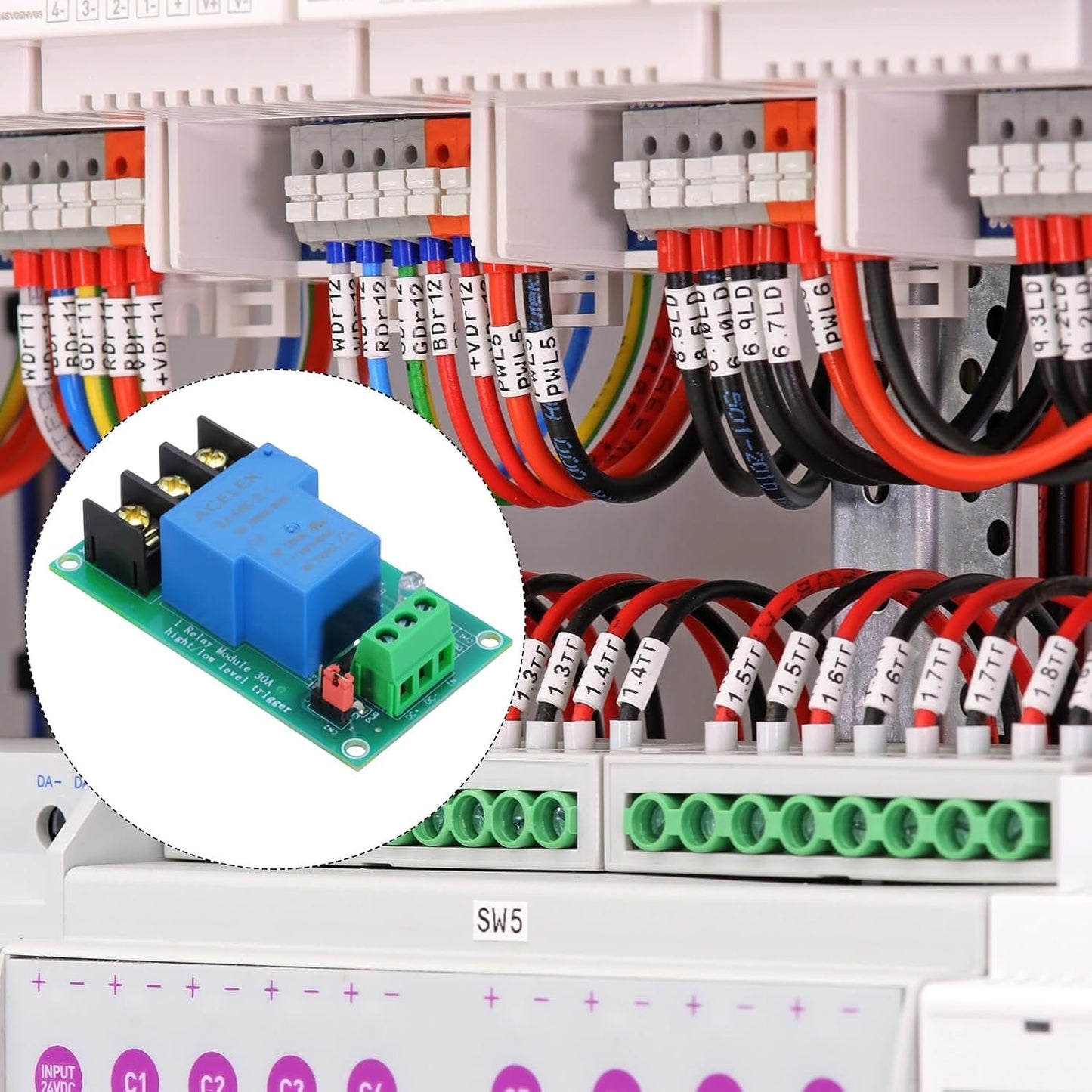 MECCANIXITY 1 Pcs DC 5V 1 Channel Relay Module Switch Board Shield 30A High or Low Level Trigger for Electronics Industrial Home Automation