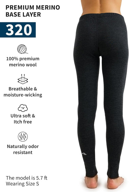 Merino.tech Women's Merino Wool Trousers – 100% Thermal Underwear for Women, Light Merino Wool, Medium, Heavy with Socks