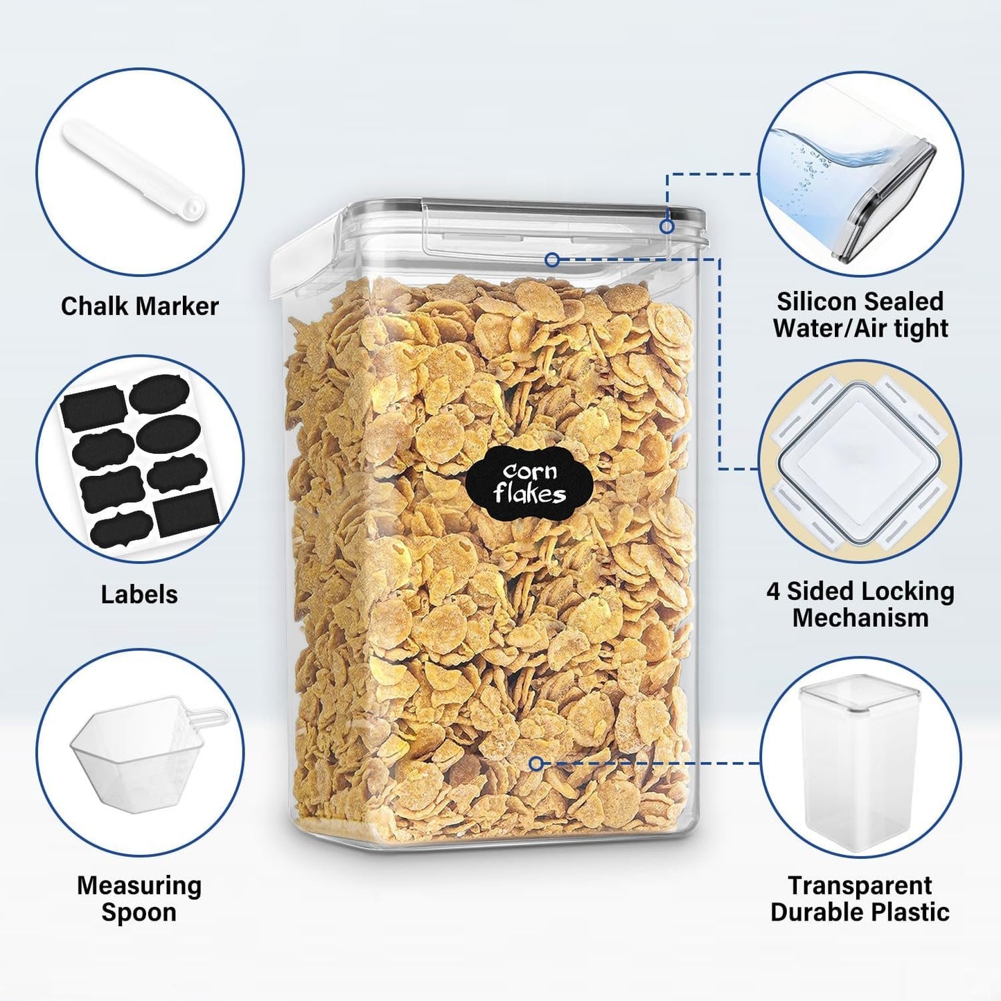 Stelive 2-Piece Extra Large Food Storage Containers (6.5L/Each) Airtight Pantry Storage Containers Organiser Dry Food Canisters Plastic Leak-proof Canisters for Home & Kitchen with Labels & Pen