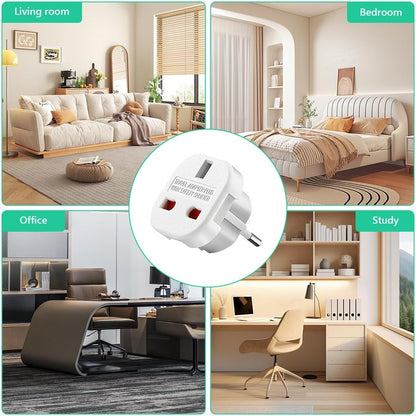 Fiotha UK to EU Travel Adapter, 2 Pieces UK Plug to EU Adapter, German Plug Adapter, UK Plug Adapter, Universal Travel Socket, GB 3 Pin to 2 Pins, Travel Adapter