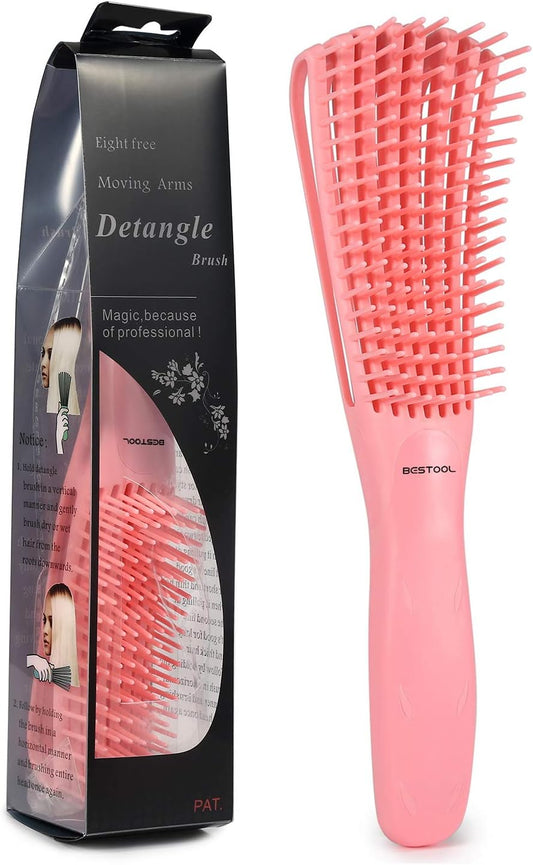 BESTOOL Hair Brush, Detangling Brush for Natural Black and Curly Hair (Pink, Afro 3/4abc), Ideal for Wet or Dry Hair