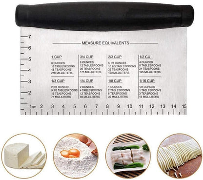 Dough Cutter for Kitchen, Stainless Steel Dough Scraper Tool with Contoured Grip, Food Scraper for Baking and Cooking