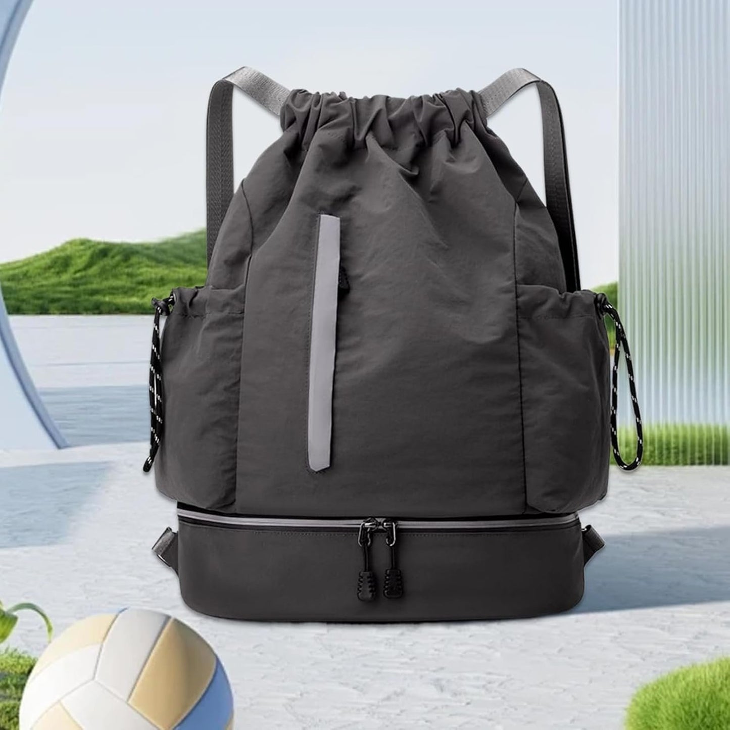 Generico Drawstring Sports Bag Large Capacity, Waterproof Gym Sackpack Travel Backpack, Lightweight Fitness Daypack for Basketball Football Picnic Hiking Outdoor Activities Carrying
