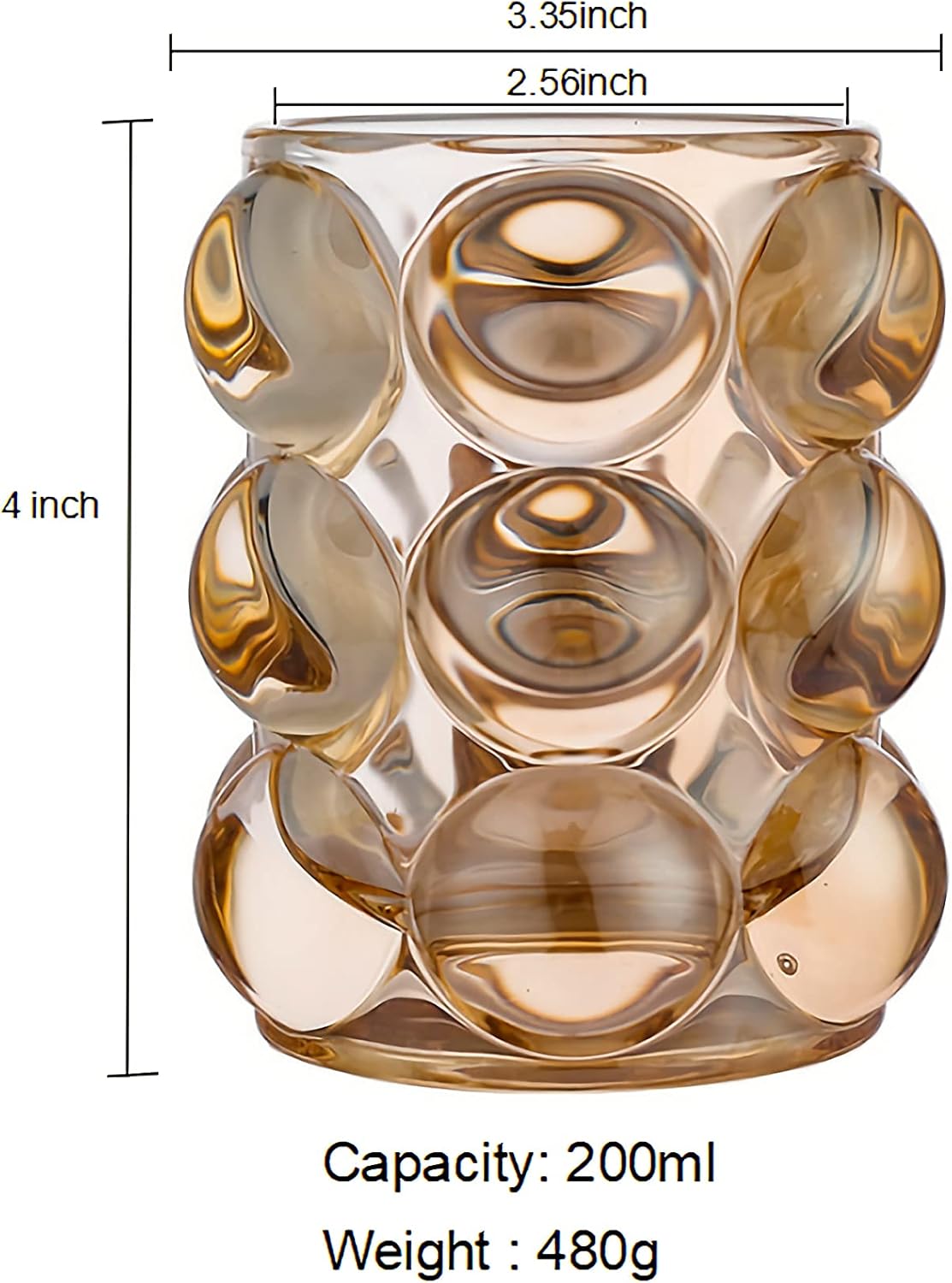 Pen Pencil Container Multi-Purpose Bubble Design Glassware Comb Makeup Brush Holder Office Desk Accessories Storage Cosmetic Tools Organizer Cup (Amber)