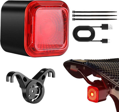 Smart Cycling Tail Light, Brake Sensing Rear Light, 6 Lighting Modes, Digital Power Display, Vibration Sensor, Waterproof Ip55, Rechargeable, Road Mountain City Commuting