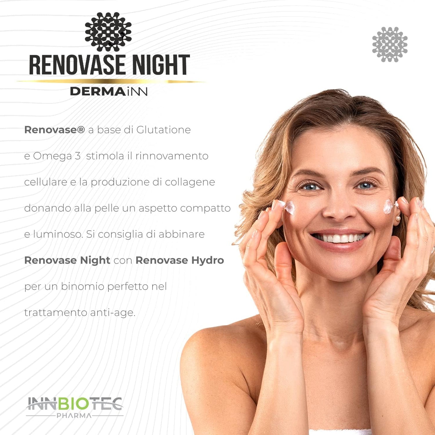 Renovase Night Anti-Wrinkle Face Cream – Anti-Wrinkle Cream – Hyaluronic Acid Face – Acyl Glutathione and Omega 3 – Anti-Wrinkle Night Cream – Anti-Inflammatory Action – Anti-Wrinkle for Men and Women