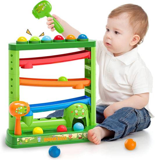 Toddlers Toys for 1 2 3 Years Old Kids, Pound A Ball Toys Included 2 Hammer & 12 Balls, Montessori Toys for 12-18 Months Baby, Interactive Game for Boys and Girls, Early Learning Educational Gift